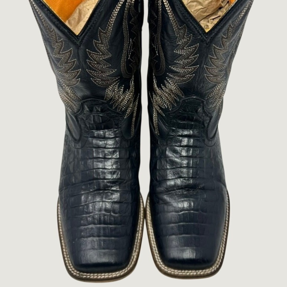Cavenders Youth Boys Cowboy Boots 6D Black Crocodile Print Leather CV20140Y - Picture 5 of 15
